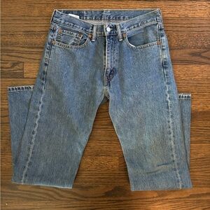 Levis 505 Blue Denim Cotton Straight Leg Regular Fit Mens Jeans Size 31x32